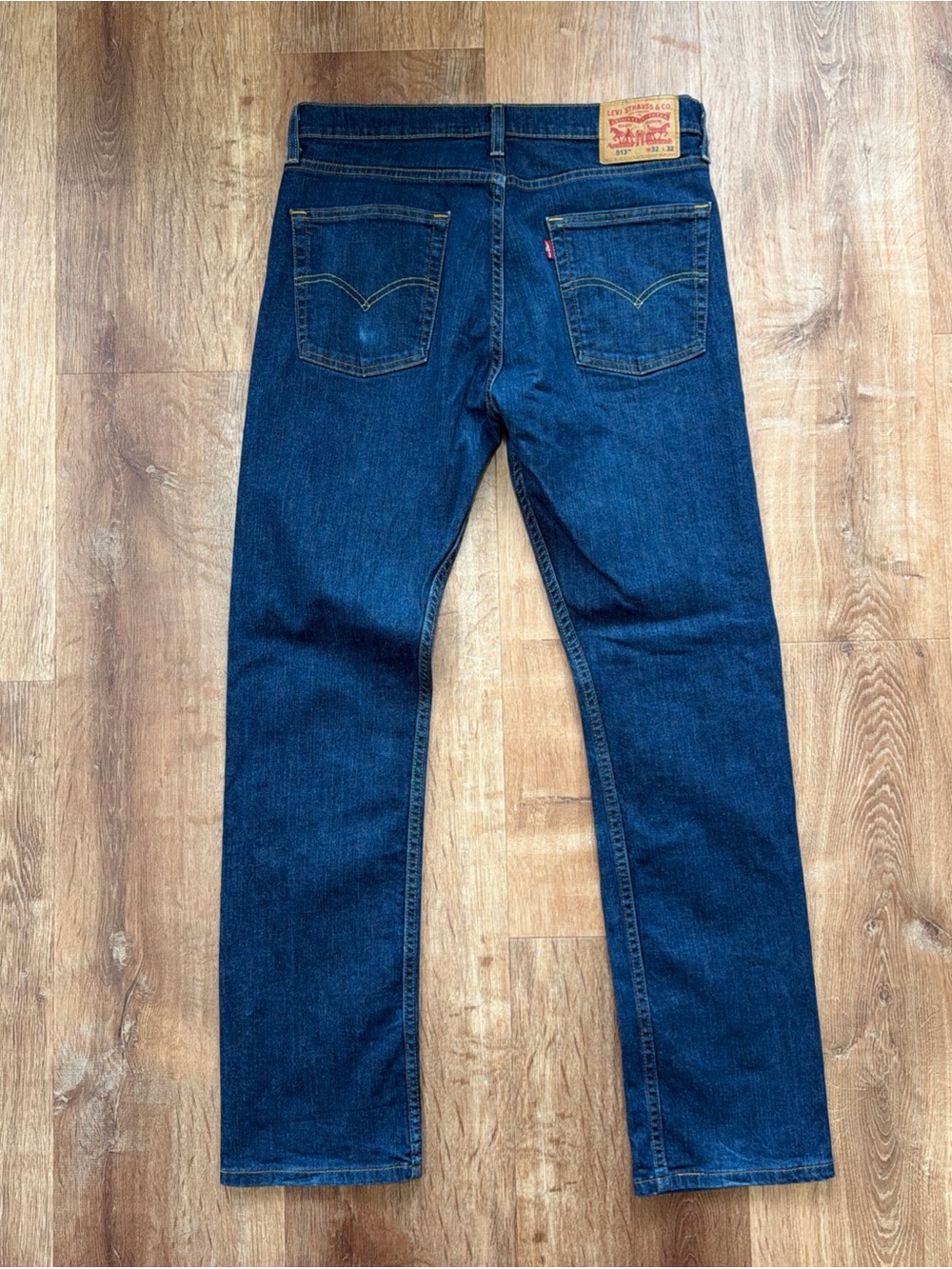 Levi's 513 Jeans Mens 32x32 Blue Straight Dark Was Denim Stretch Pants Casual - Picture 10 of 12